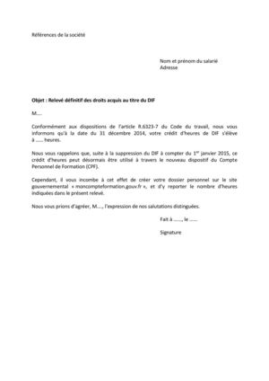 Modele Lettre Dif