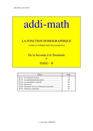 D 2 - Fonction Homographique - Correction des exercices