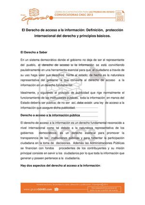 El Derecho De Acceso A La Información