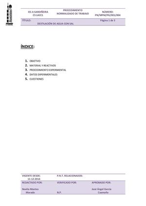 Práctica 4, Destilación De Agua Con Sal