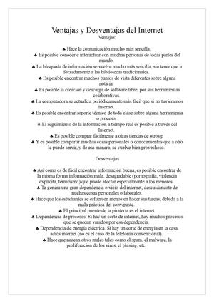 Ventajas Y Desventajas Del Internet