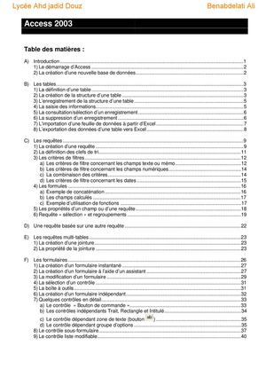 cours Access pour bac economie et Gestion