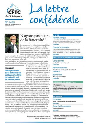 La Lettre confédérale CFTC n°1475 du 15 au 28 janvier 2015