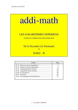 E 2 - Logarithmes népériens - Correction des exercices