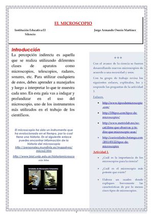 Guía de trabajo El Microscopio (6°)