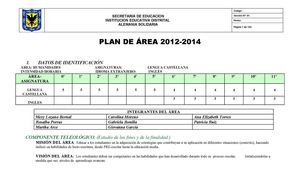 Plan De áRea Y Malla Curricular 2014 Humanidades Actualización