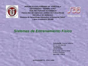 Sistemas De Entrenamiento Físico