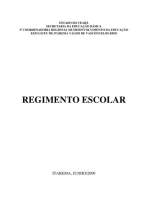 Regimento Escolar Eem Liceu De Itarema Valdo De Vasconcelos Rios