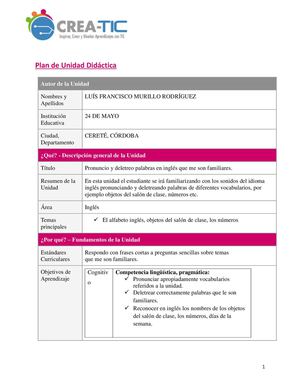 Plan De Unidad Didáctica Individual