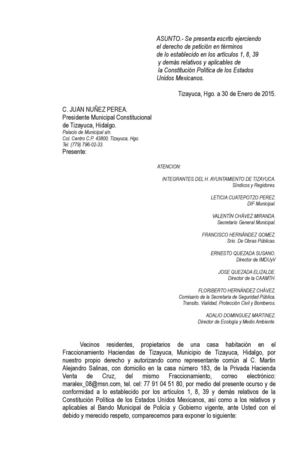 Peticion Al H Ayuntamiento