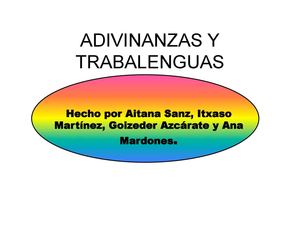 Adivinanzas Y Trabalenguas