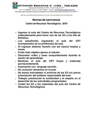 Normas De Convivencia Crt 2015