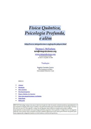 Física Quântica E Psicologia Profunda E Além