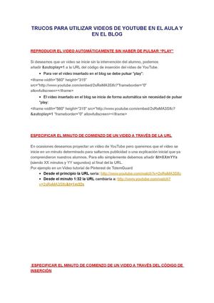Trucos Para Utilizar Videos De Youtube En El Aula Y En El Blog