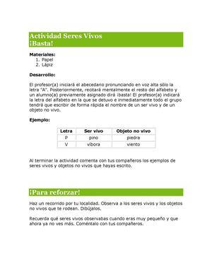 Actividad Seres Vivos