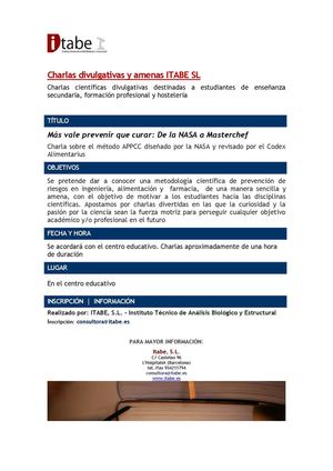 Charla Científica divulgativa y amena Itabe