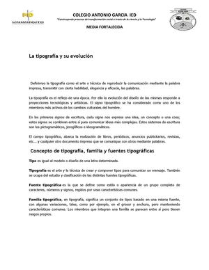 Guia 1 Concepto De Tipografía