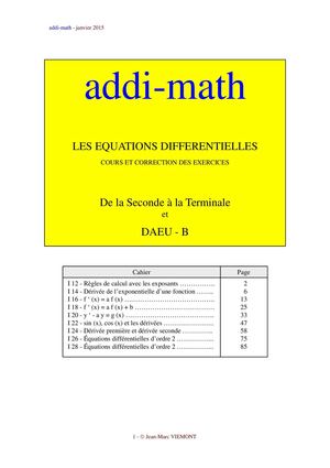 I 2 - Equations différentielles - Correction des exercices