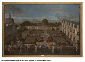 Le Parterre du Palais Ducal en 1673, huile sur toile, 2e moitié du XVIIe siècle