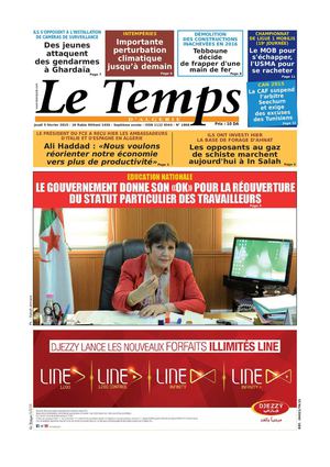 Le Temps d'Algérie Edition du Jeudi 5 Janvier 2015