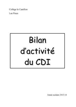 Bilan d'activité du CDI 2013-2014