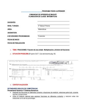 Clase Matematícas 5° Maguey