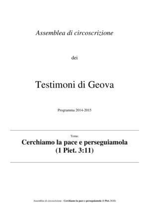 Cerchiamo La Pace E Perseguiamola 2015