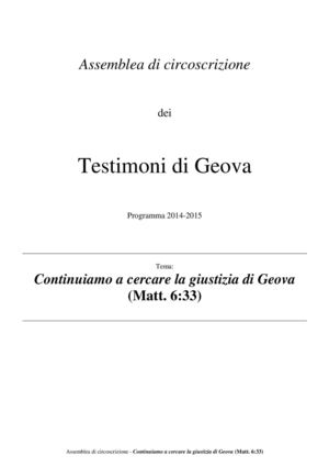 Continuiamo A Cercare La Giustizia Di Geova 2015