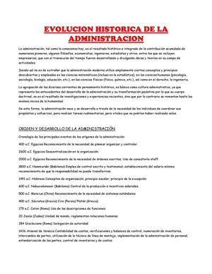 Evolucion Historica De La Administracion