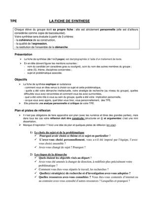 Fiche De Synthèse
