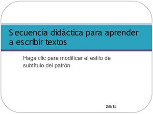 Secuencia Didáctica Para Aprender A Escribir Textos