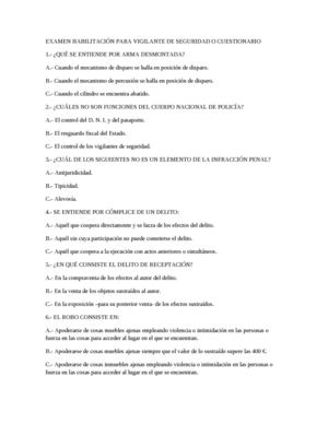 Examen Habilitación Para Vigilante De Seguridad O Cuestionario