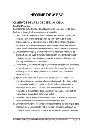 Informe Para Los Padres 3º Eso