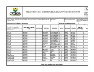 LISTA  DE BIENES PARA DARLE DE BAJA