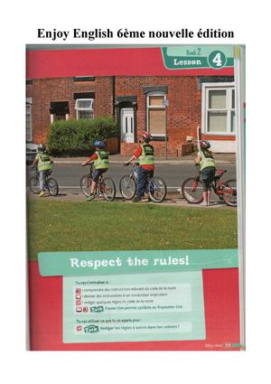 Enjoy English 6ème Book 2 Lesson 4 Respect The Rules