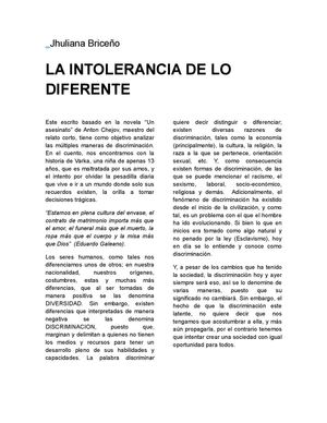 LA INTOLERANCIA DE LO DIFERENTE