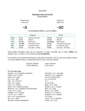 002 Lección I PRIMERA DECLINACIÓN