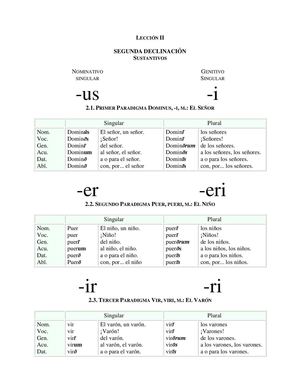 003 Lección II SEGUNDA DECLINACIÓN