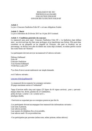 Reglement Concours Fanfiction Folio Sf Gallimard