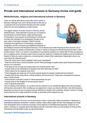 Workingermany Net Private And International Schools In Germany