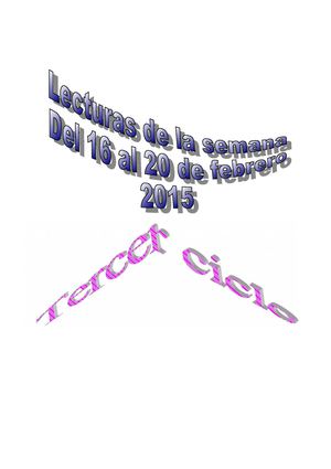 L Lecturas Del 16 Al 20 De Febrero 2015 Tercer Ciclo