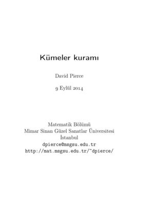 Aksiyomatik Kümeler Kuramı - David Pierce