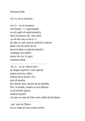 Mariana Didu Poezia Viața, Ca Un Scenariu
