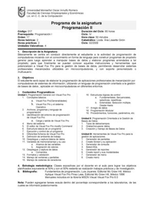 Programa De Asignatura Programacion Ii