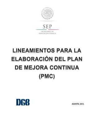 Lineamientos Para La Elaboración Del Pmc Ago 2013