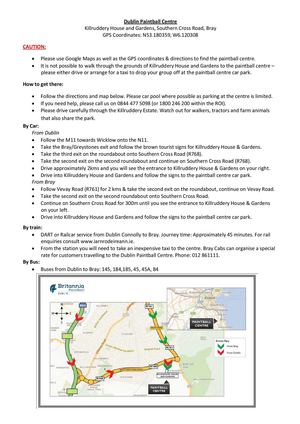 Britannia Dublin paintballing centre directions & map