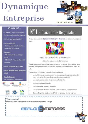 Dynamique Entreprise Régional - n°1 - Février 2015