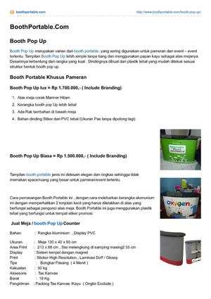 Booth Pameran- Booth Pop Up Counter - Meja Promosi