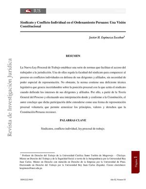 Sindicato Y Conflicto Individual Javier Espinoza