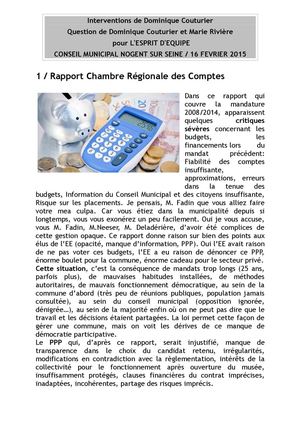 Interventions Esprit D'equipe Conseil Municipal Du 16022015